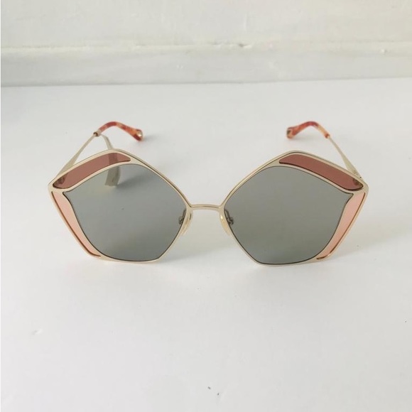 New - Chloé CH0026S Gemma metal and acetate pentagon-frame sunglasses - Picture 13 of 16